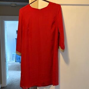 Red Dress with Gold Accents